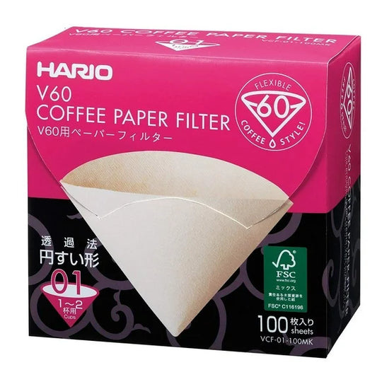 Hario WHITE Coffee Filters for V60 #01 BOX