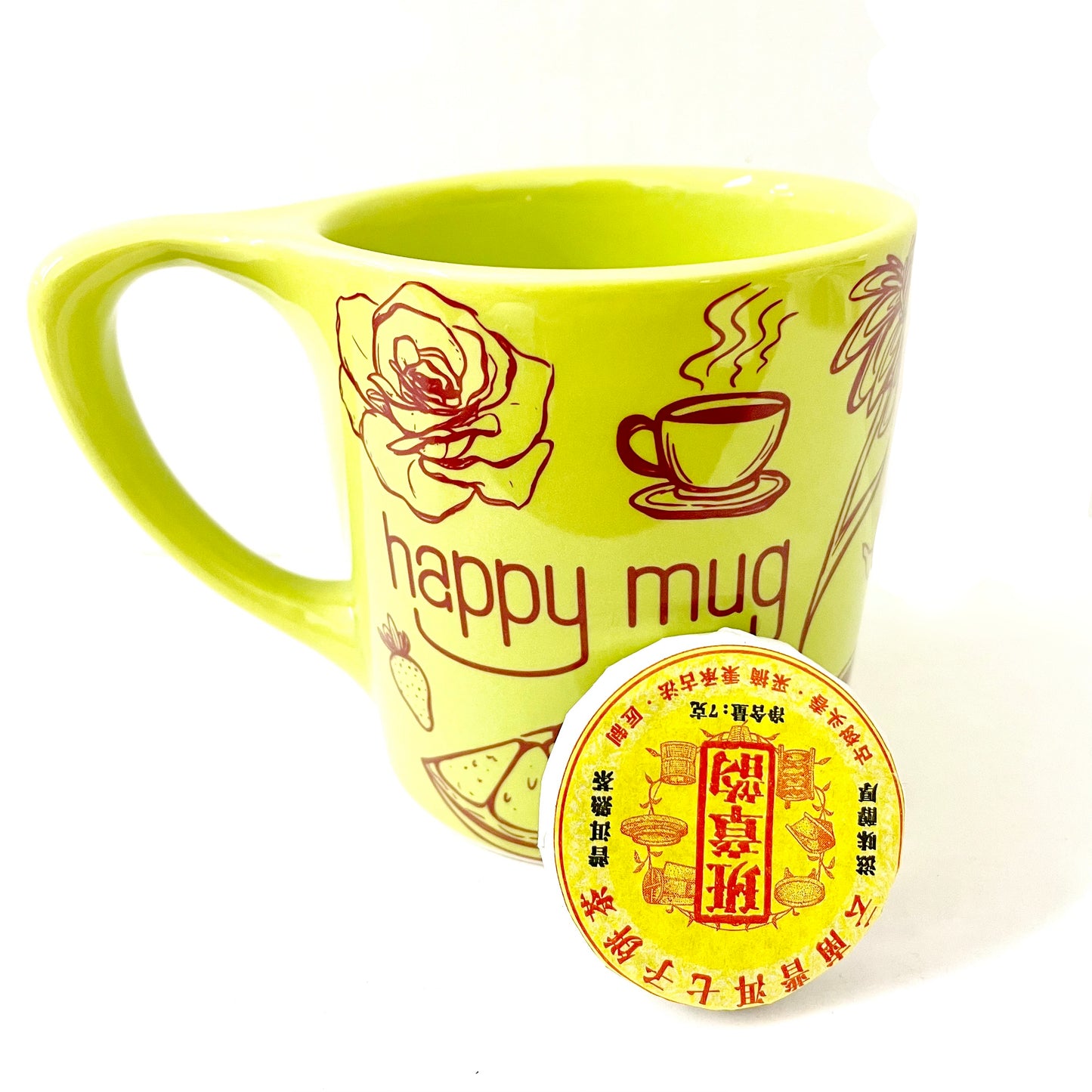 Small Ripened Pu'er Tea Cake + Tea Mug